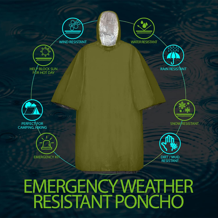 3/5-Pack Emergency Poncho Set  - Emergency Poncho Rain avaliação e preço