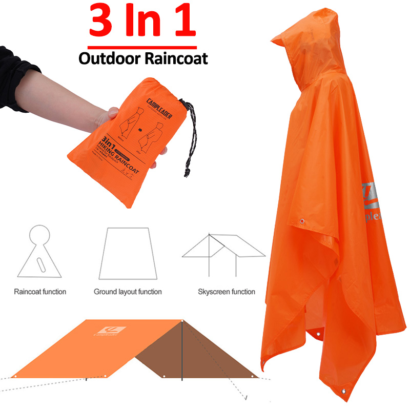 3 In 1 Outdoor Raincoat Hooded - Emergency Poncho Rain avaliação e preço