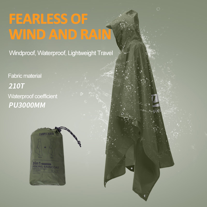 3 In 1 Outdoor Raincoat Hooded - Emergency Poncho Rain avaliação e preço