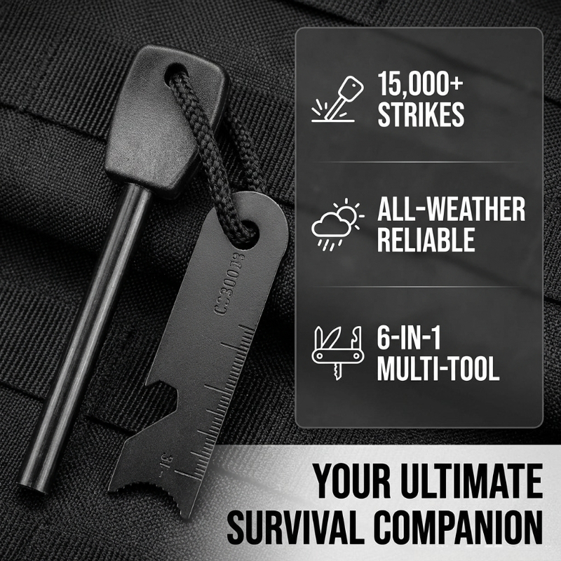 Multi-Function Wooden Handle M - Magnesium Fire Starter avaliação e preço