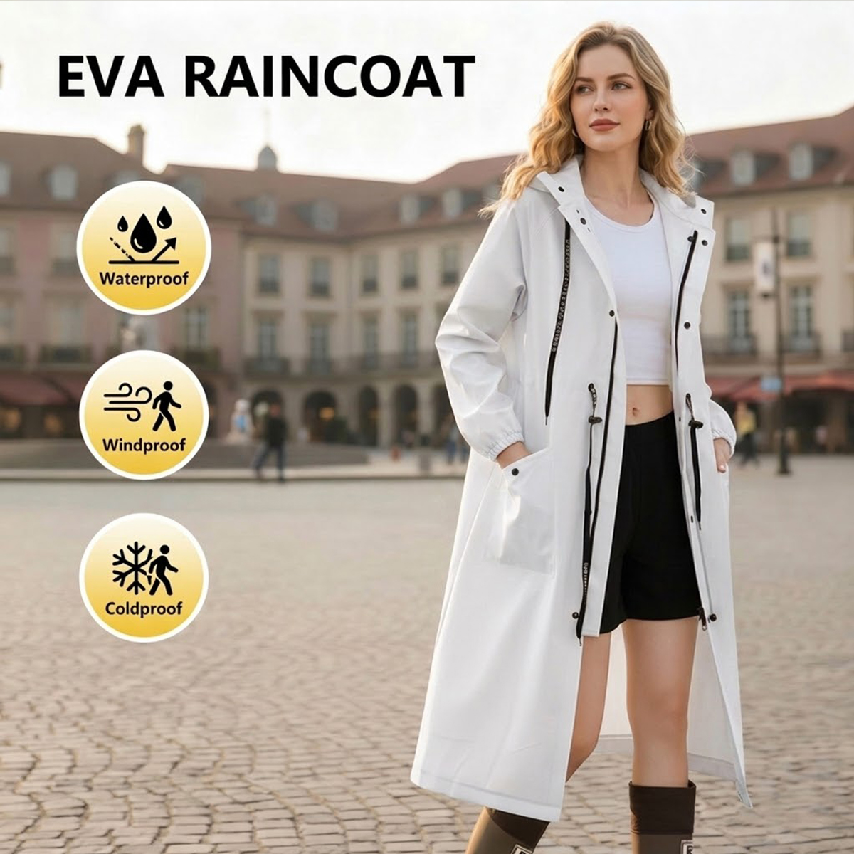 Women Long Waterproof Rain Jac - Emergency Poncho Rain avaliação e preço