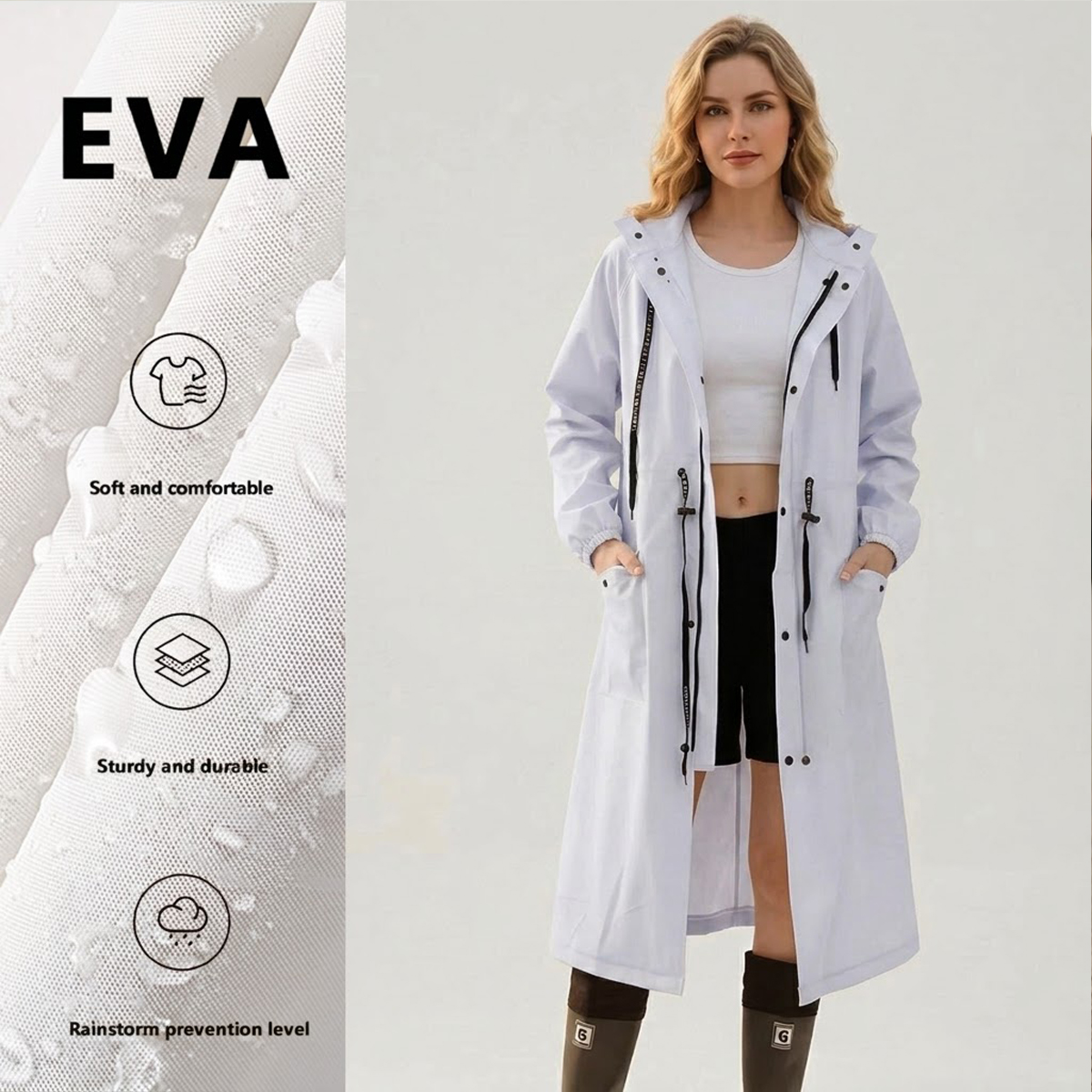 Women Long Waterproof Rain Jac - Emergency Poncho Rain avaliação e preço