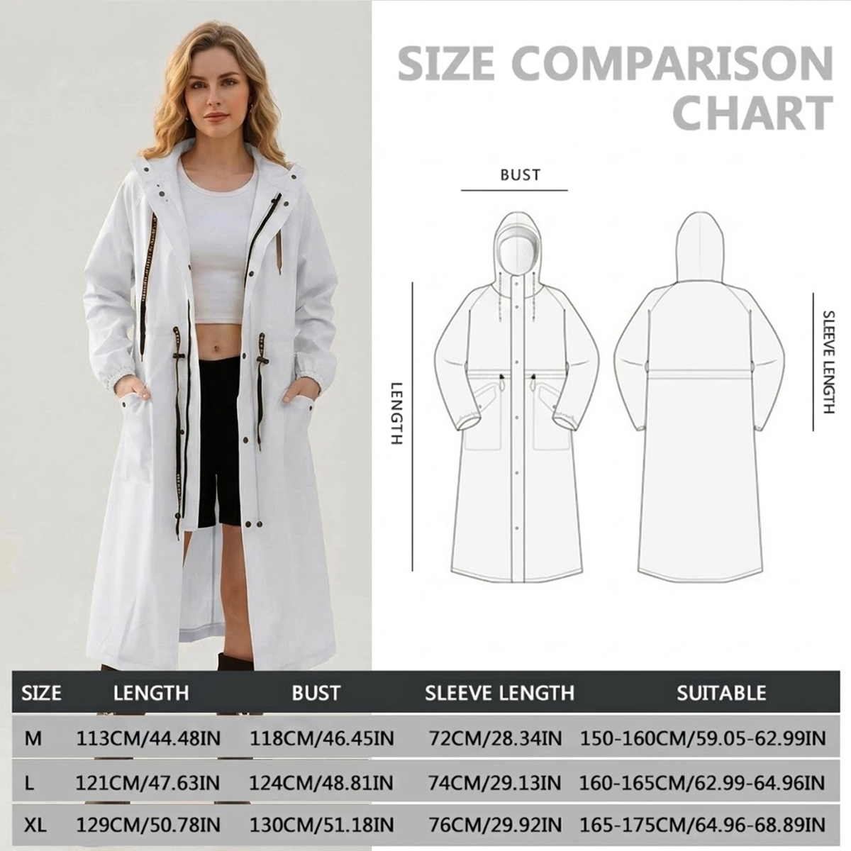 Women Long Waterproof Rain Jac - Emergency Poncho Rain avaliação e preço