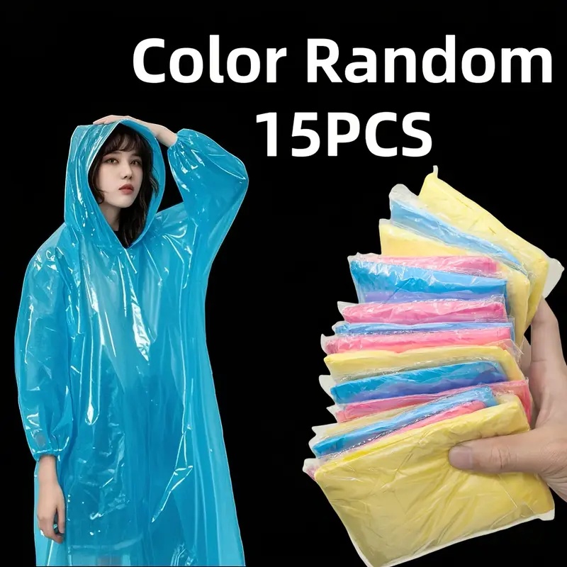 15/30Pcs Random Color Disposab - Emergency Poncho Rain avaliação e preço