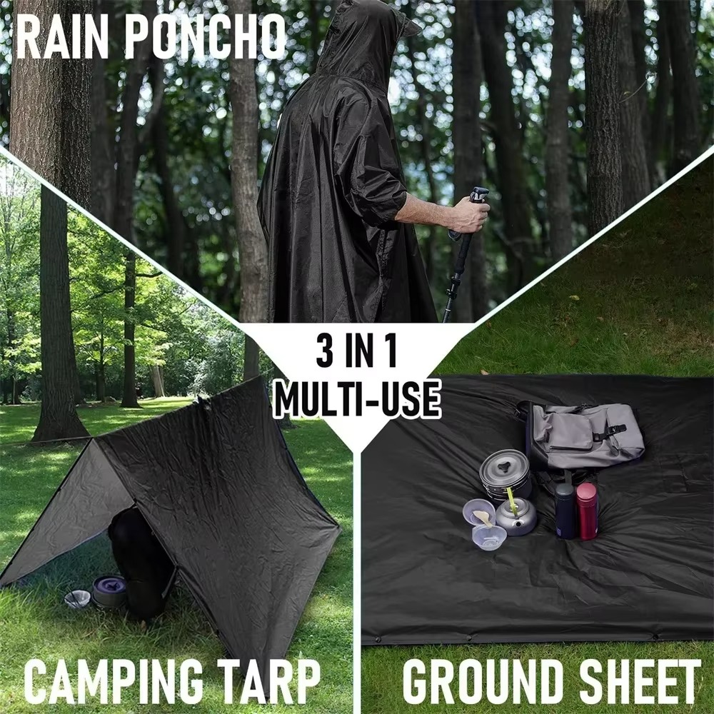 New 3 in 1 Outdoor Raincoat Ho - Emergency Poncho Rain avaliação e preço
