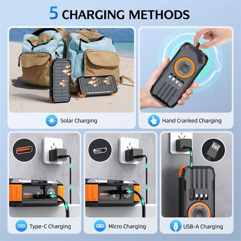 20000mAh Hand Crank Solar Powe - Solar Emergency Charger avaliação e preço