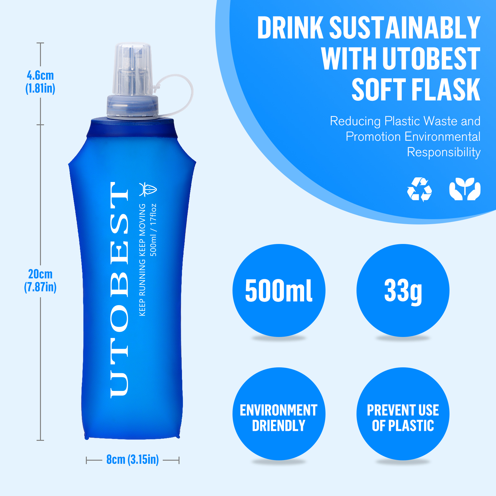 UTOBEST 250ml 350ml 500ml Soft - Water Bag Collapsible avaliação e preço