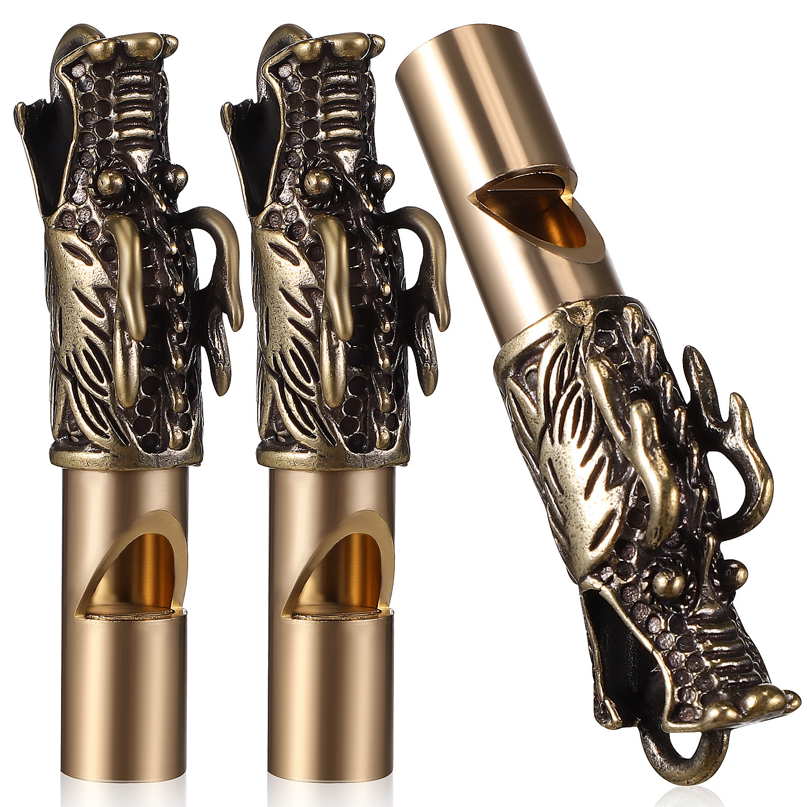 3Pcs Dragon Whistles Brass Vin - Emergency Whistle Loud avaliação e preço