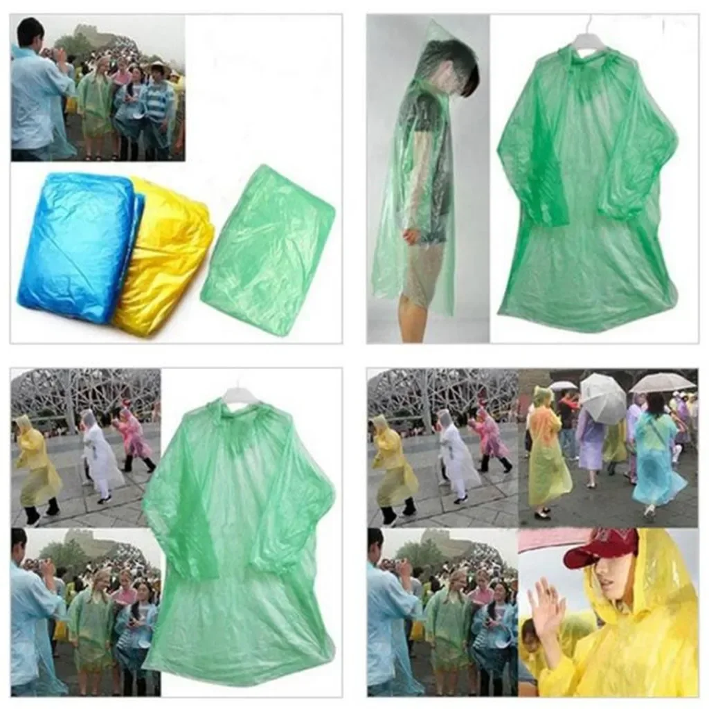 5/10PC Disposable Raincoat Adu - Emergency Poncho Rain avaliação e preço