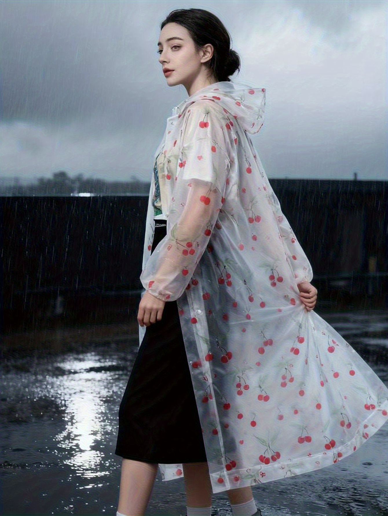 1pc EVA Fashion Rain Poncho- L - Emergency Poncho Rain avaliação e preço