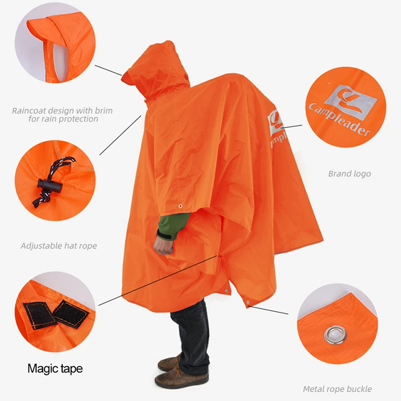 3 In 1 Outdoor Raincoat Hooded - Emergency Poncho Rain avaliação e preço