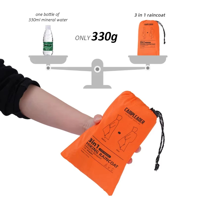 3 In 1 Outdoor Raincoat Hooded - Emergency Poncho Rain avaliação e preço
